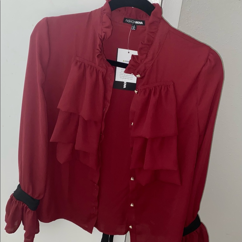 CHIFFON OFFICE FASHION NOVA RED TOP
